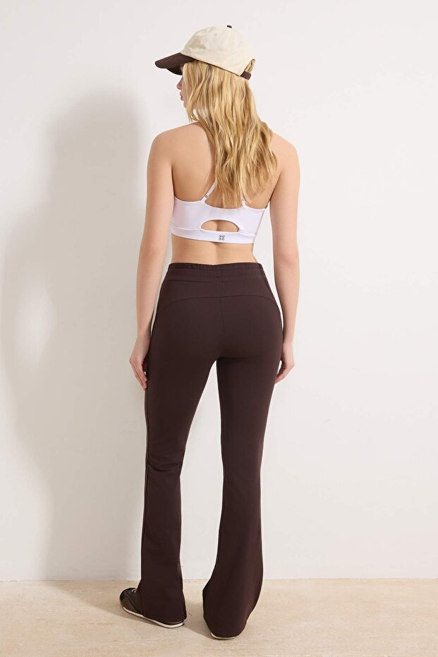 Kahverengi Soft Fırçalı Kumaş Örme Spor Eşofman Altı THMSS26EA00003 - 4
