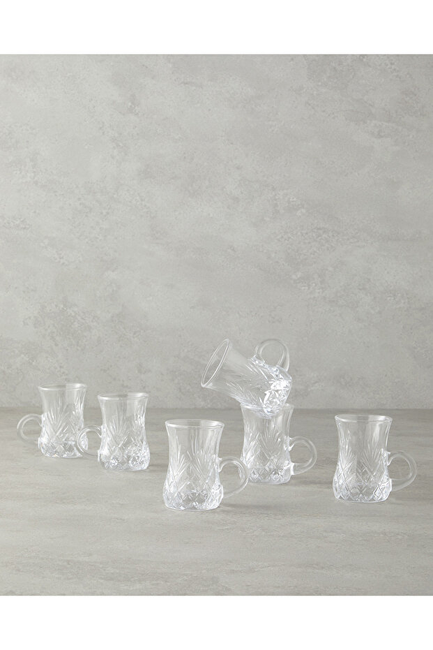 Rose Glass with Handle 6 Pieces 6-Person Tea Cup 100 ml Transparent