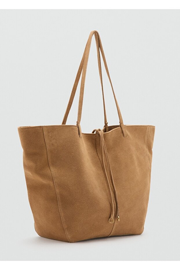 Süet deri shopper çanta - 1