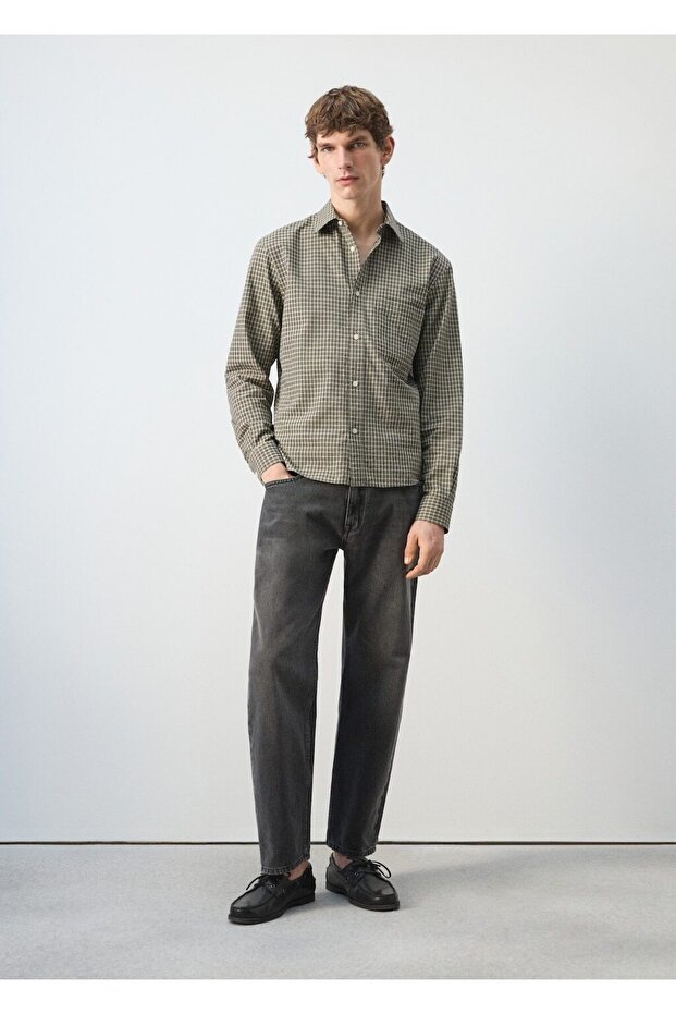 Kareli pamuklu regular fit gömlek - 2