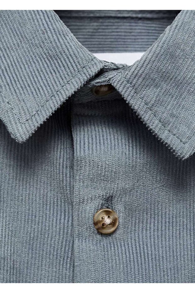 Pamuklu kadife gömlek - 3