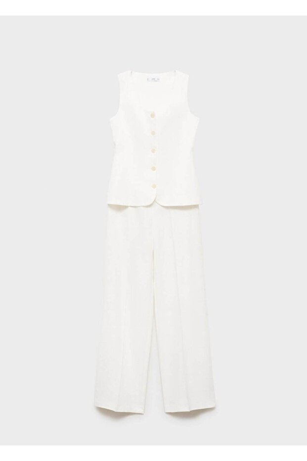 Keten takım elbise tarzı jumpsuit - 3