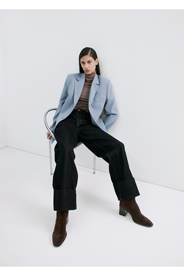 Blok topuklu süet bilekte bot - 2