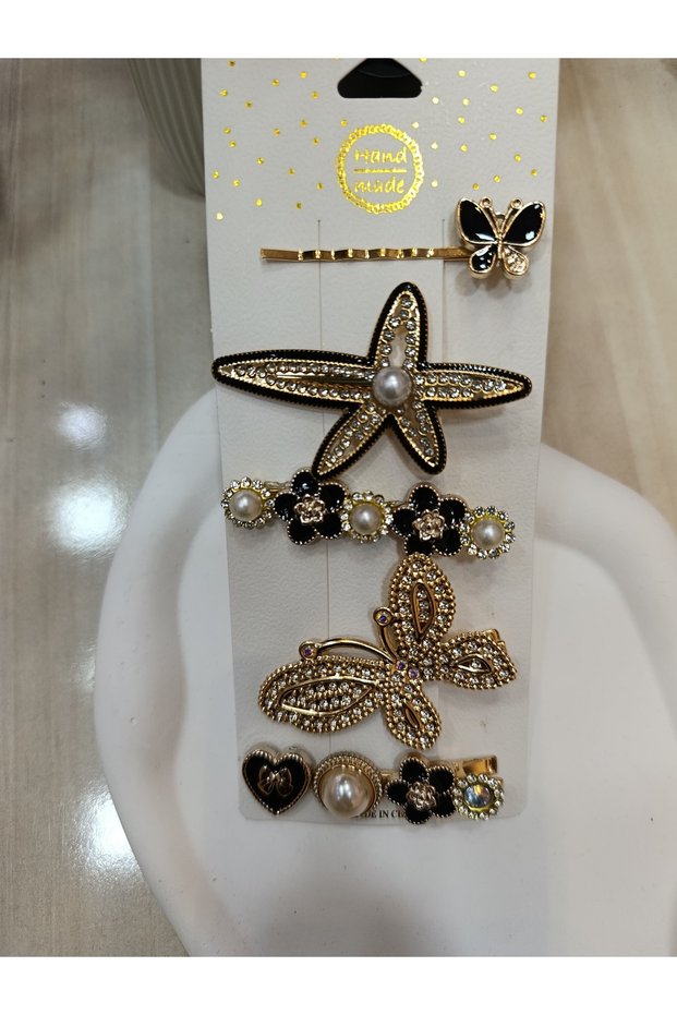 Women's and Children's Penny Clips Set of 5 Side Hair Clips Black
