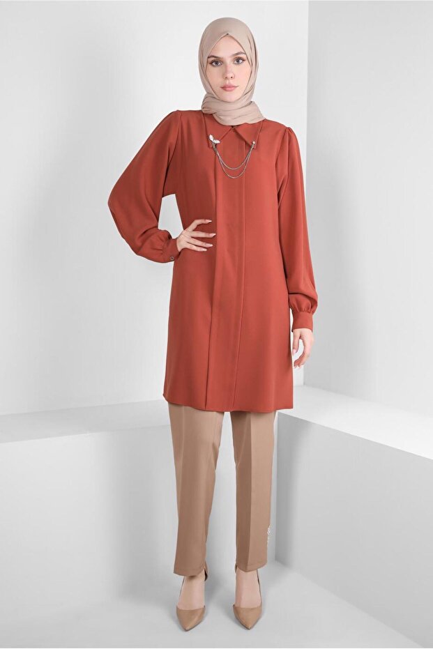 CREPE TUNIC WITH CHAIN DETAIL 44162