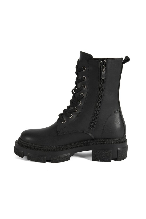 Kadın Siyah Fermuarlı Bot - 3