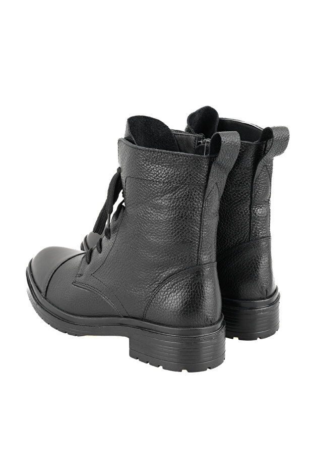 Kadın Siyah Fermuarlı Deri Bot - 5