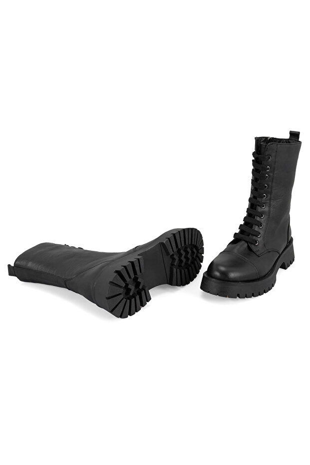 Kadın Siyah Deri Postal - 7