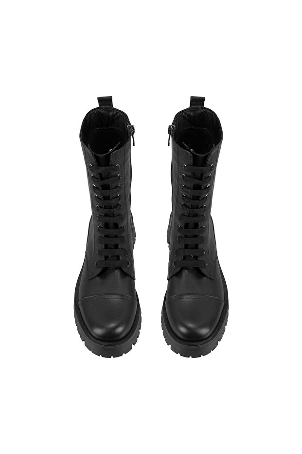 Kadın Siyah Deri Postal - 5