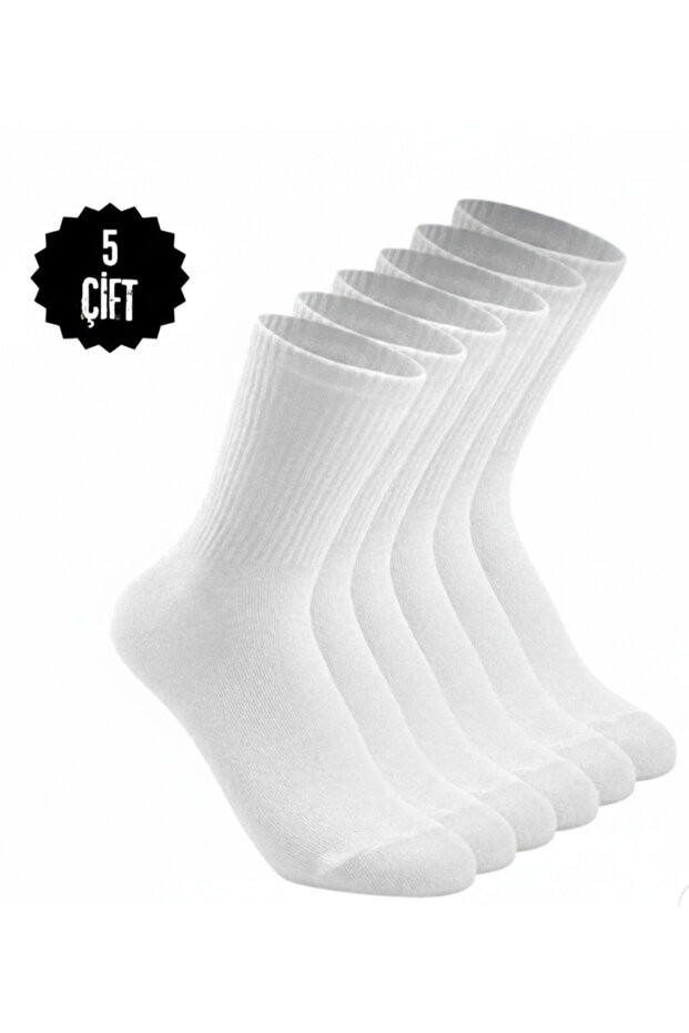 Unisex White Tennis College Plain Sports Socks