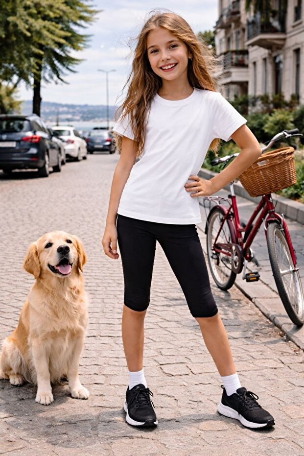 Cotton Knee Length Girl's Black Tights