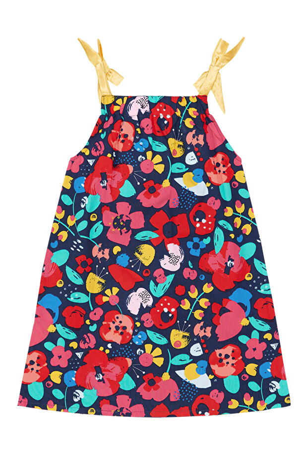 Mädchen - Frühlings-Sommerkleid mit Blumenmuster und Trägern - 4