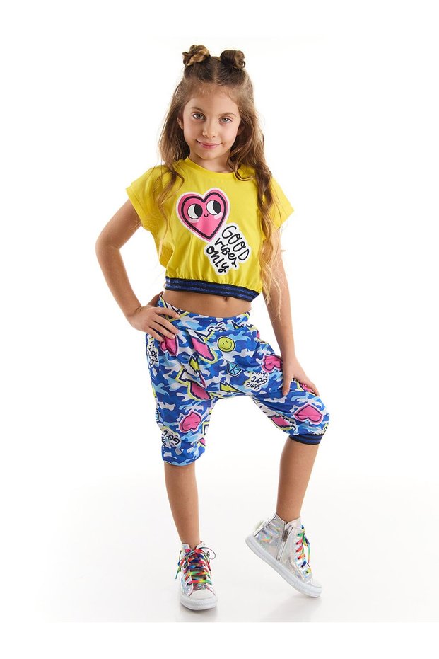 Heart to Heart Girl's Crop Top Capri Shorts Set