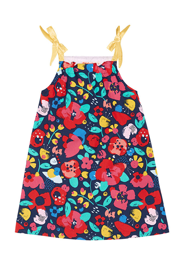 Mädchen - Frühlings-Sommerkleid mit Blumenmuster und Trägern - 3