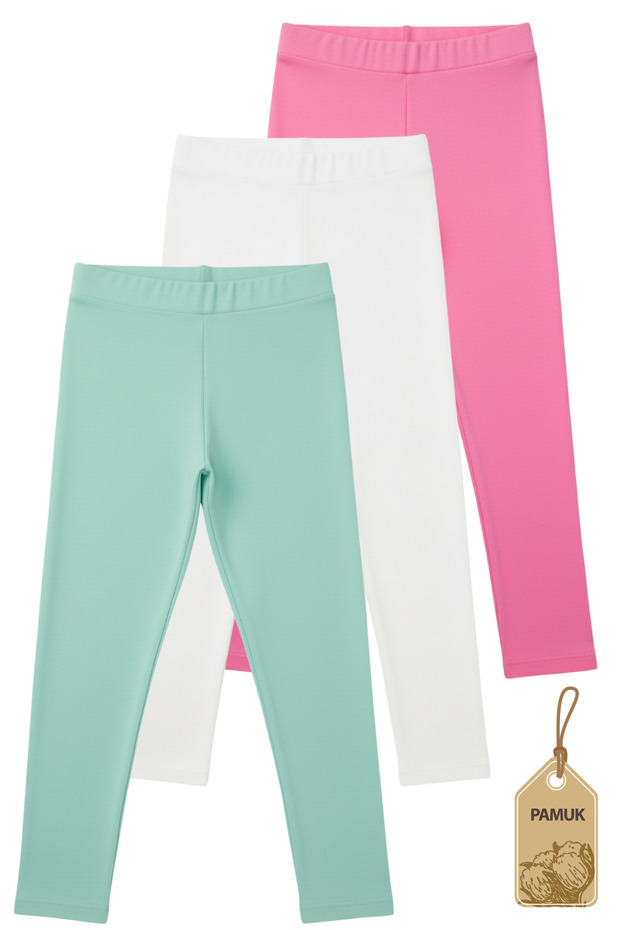 Set of Three Pink Mint White Summer Comfortable Girls' Lycra Long Tights