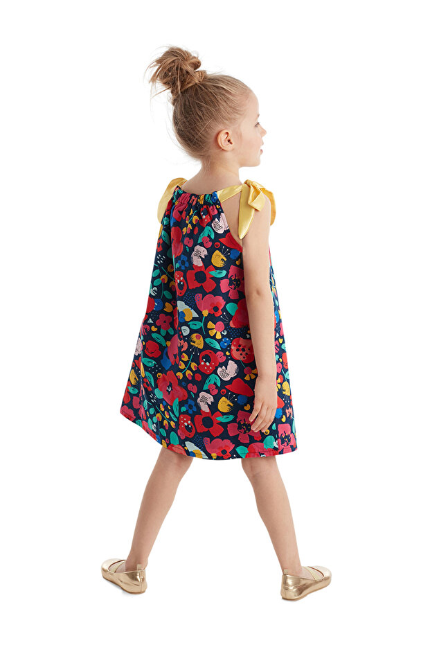 Mädchen - Frühlings-Sommerkleid mit Blumenmuster und Trägern - 2