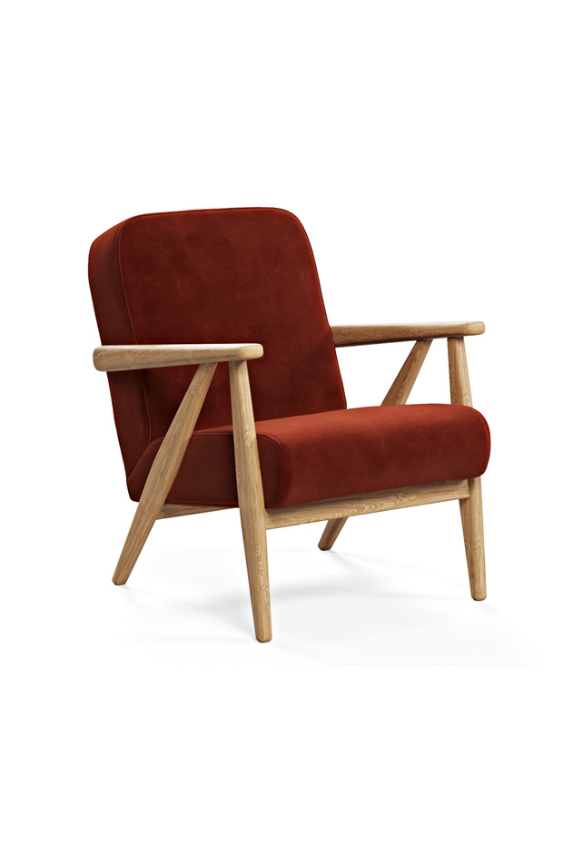 Levy Açık Meşe Berjer - Kadife - 4