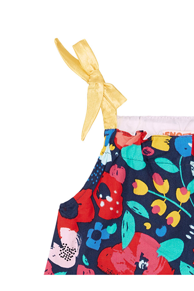 Mädchen - Frühlings-Sommerkleid mit Blumenmuster und Trägern - 7