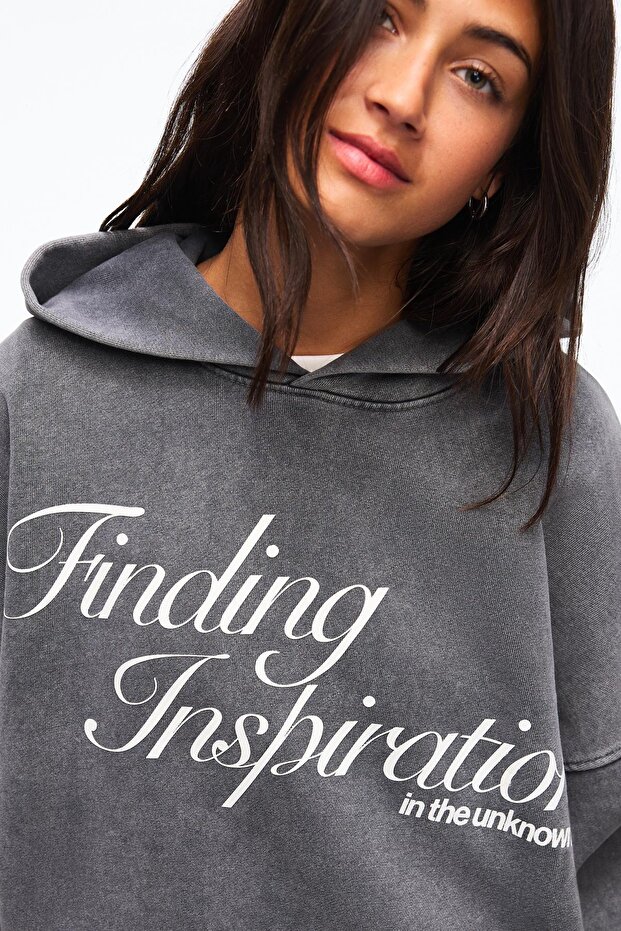 Baskılı kapüşonlu sweatshirt - 2