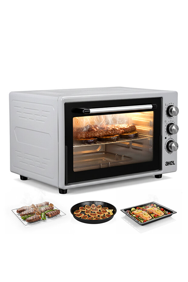 AF930L 45 lt Gri Midi Fırın, İç aydınlatmalı, Zaman Ayarlı, Izgara ve Fırın, 2 Tepsi 1 Tel Izgara - 1