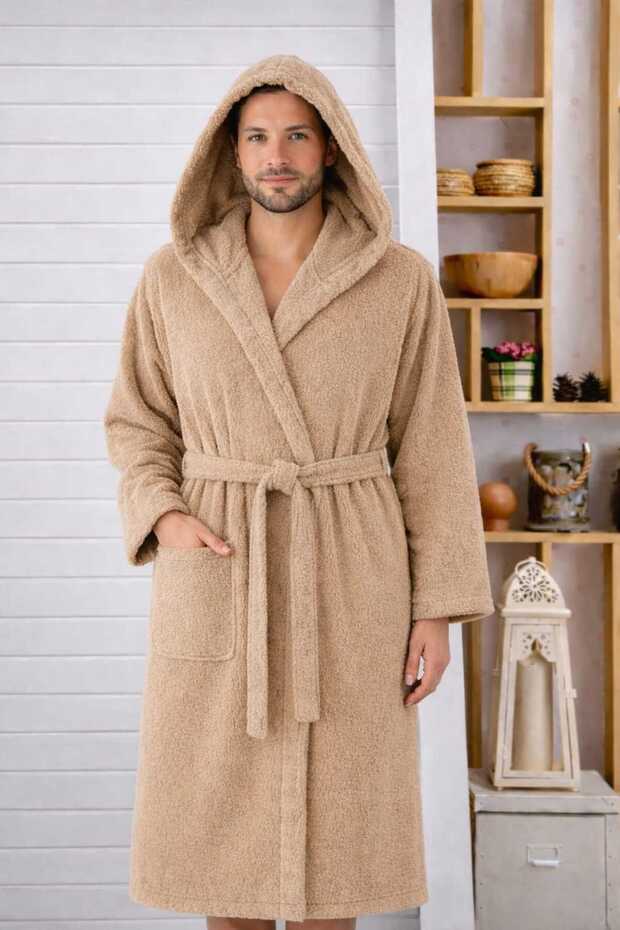 Hooded Lux Bathrobe Men's Women's Soft Antiallergic Cotton Bathrobe