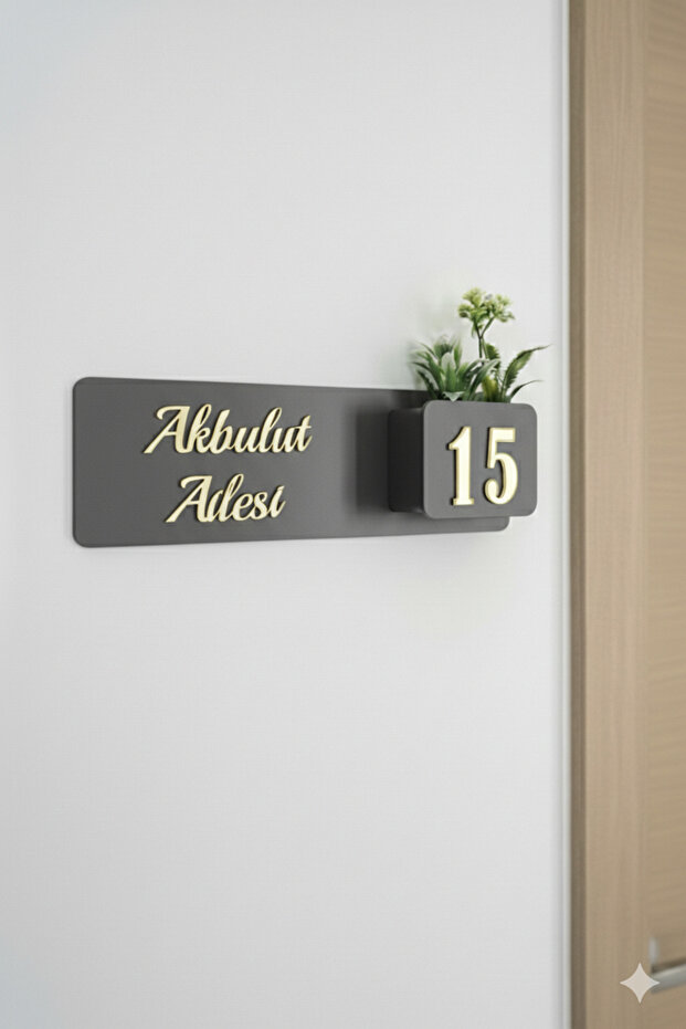 Çiçeklikli Kapı Numarası Ev Hediyesi Otel Site Ev Kapı Süsü - 1