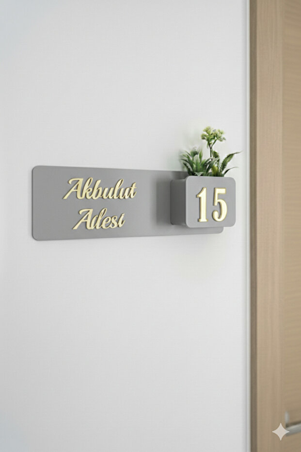 Çiçeklikli Kapı Numarası Ev Hediyesi Otel Site Ev Kapı Süsü - 1