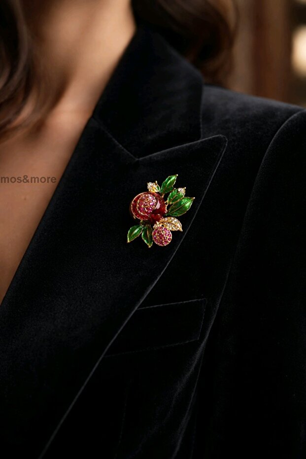 Taşlı Nar Broş - 2
