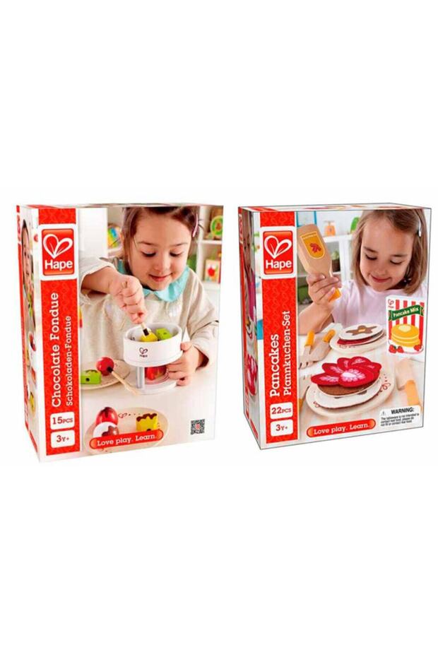 Wooden Chocolate Fondue & Pancake Set of 2