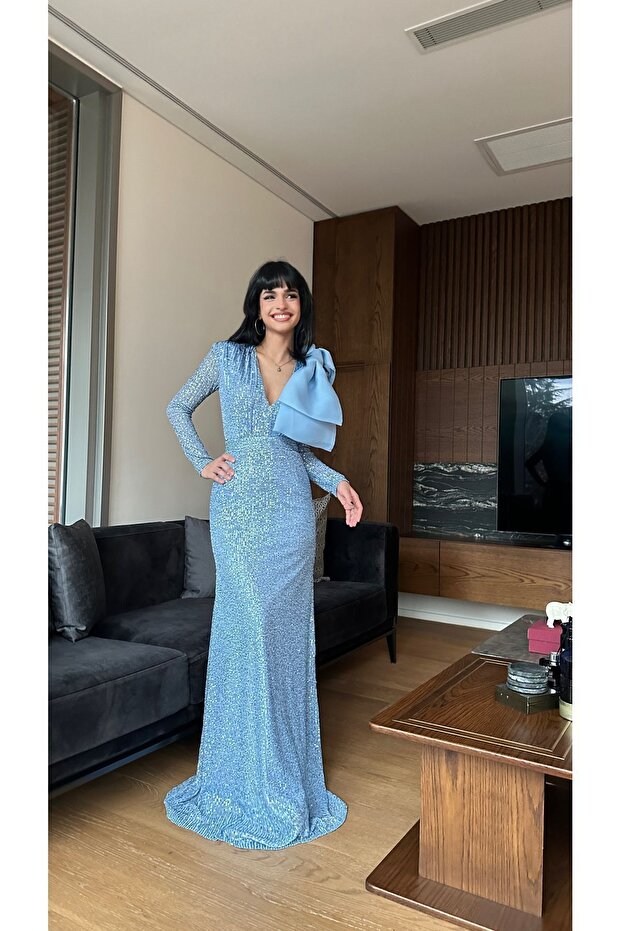 Tasarımı Bebe Mavisi Abiye - 1