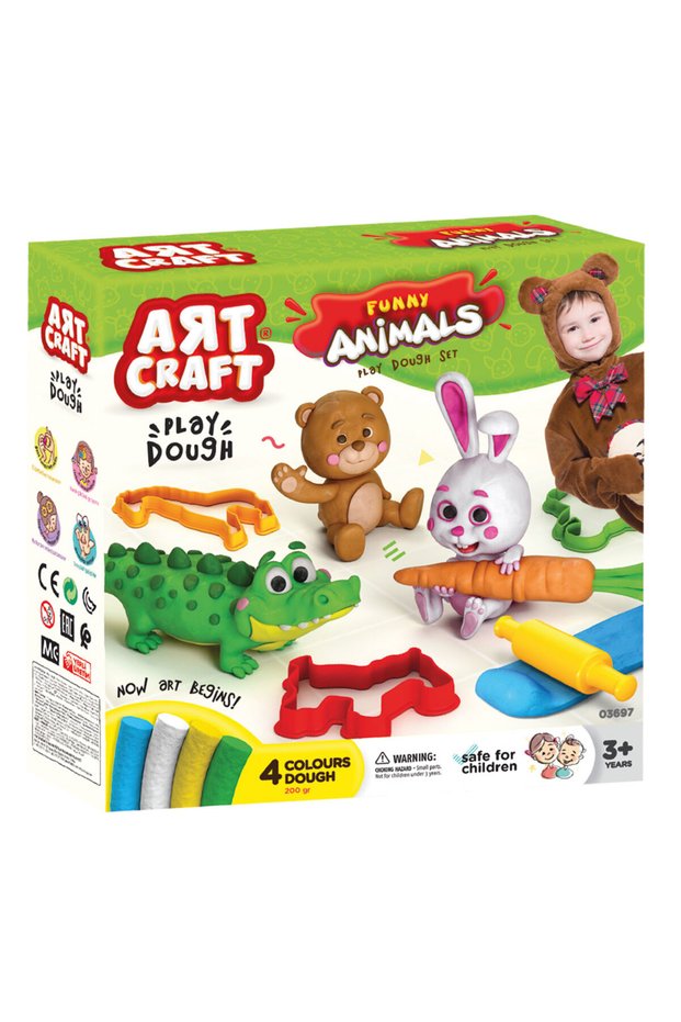 Fun Animals Dough Set 200 Gr | Safe Play Dough with Health Test | 3 Years+ Themed Set