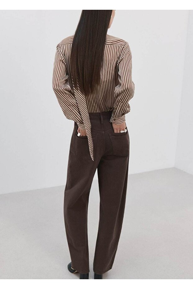 Fiyonk yaka çizgili bluz - 4