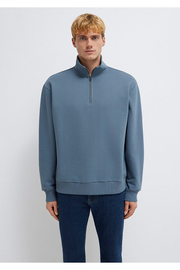 Yarı Fermuarlı Basic Sweatshirt 0S10419-80889 - 3