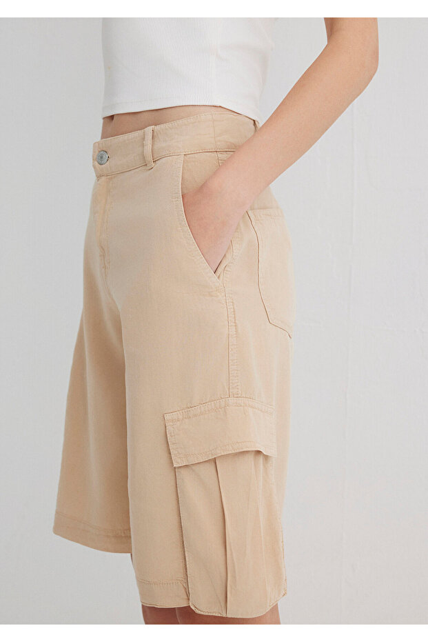 Bej Kargo Şort 1410233-87119 - 7