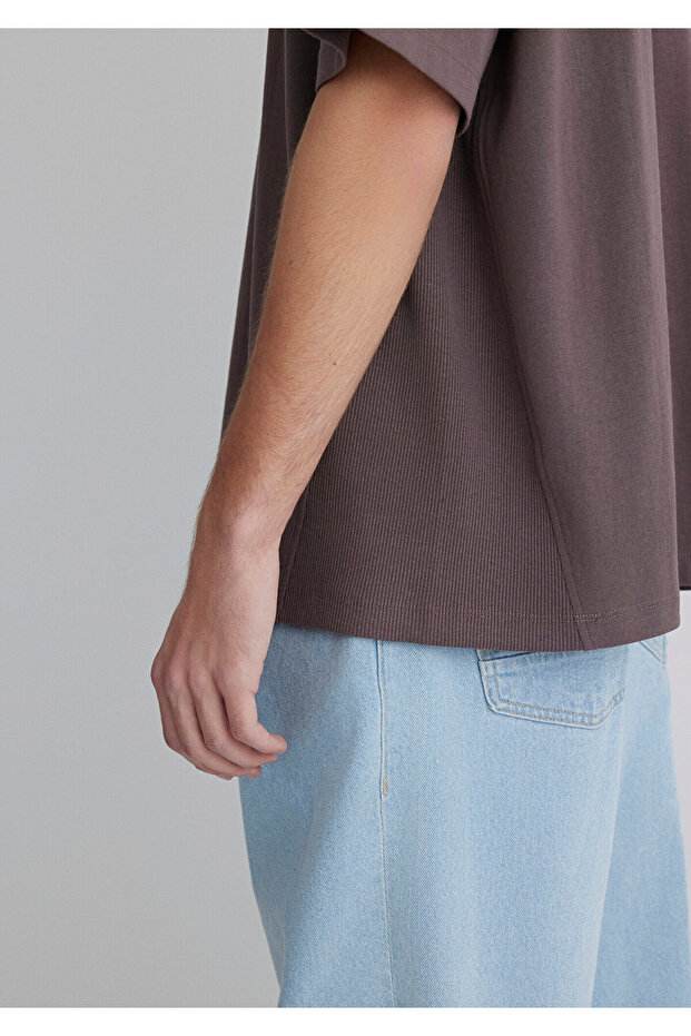 Mor Basic Tişört Oversize / Geniş Kesim 0612641-86683 - 6