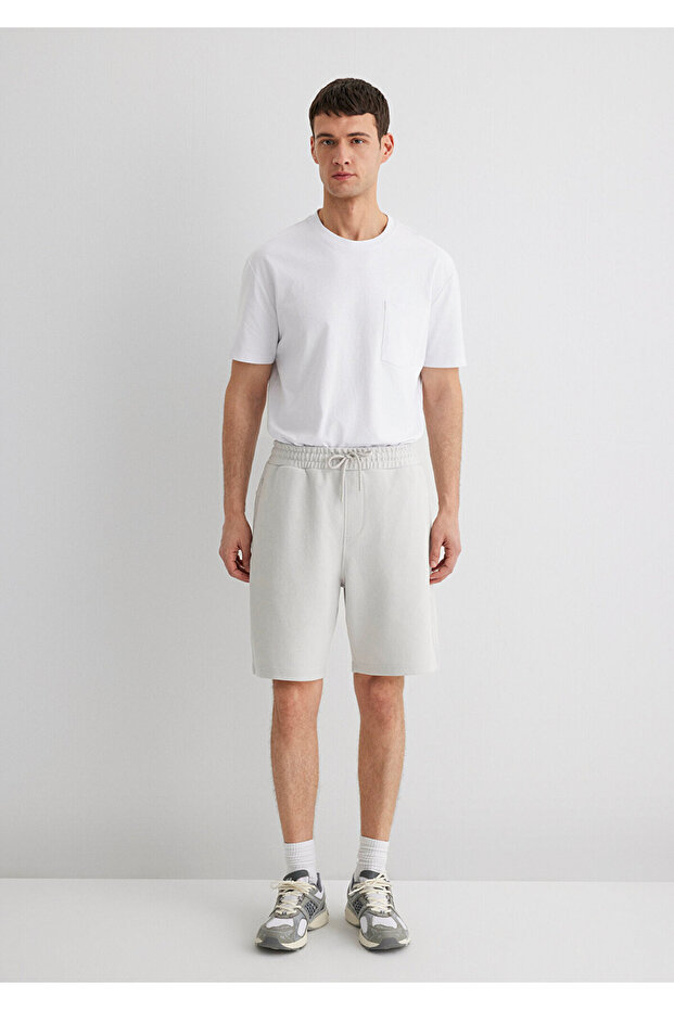 Açık Gri Şort 0410254-80192 - 4