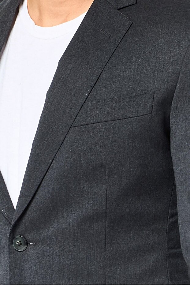 بليزر رجالي كاجوال سادة بقصّة عادية، رمادي غامق - 5