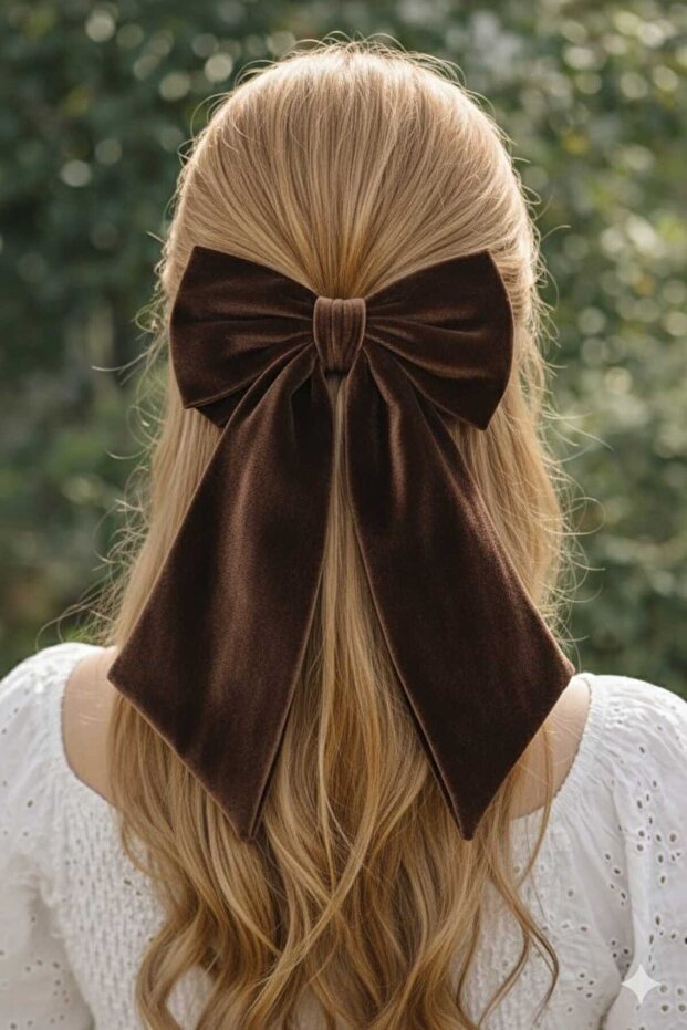 Women's Brown Velvet Bow Buckle