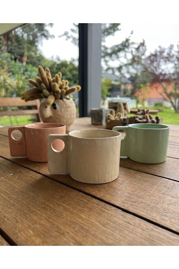 كوب من الخزف الحجري مستطيل الشكل بمقبض - 2