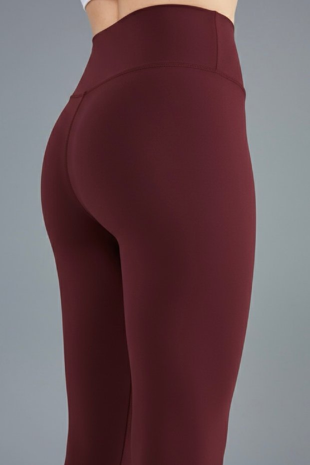 Women's Burgundy High Waist Push up Gathering Daily and Sports Leggings Soft Touch
