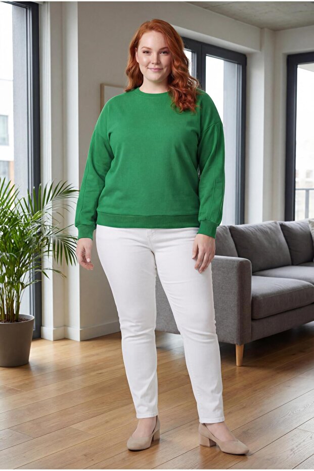 Hanorac de damă Plus Size Basic Charmed verde - 2