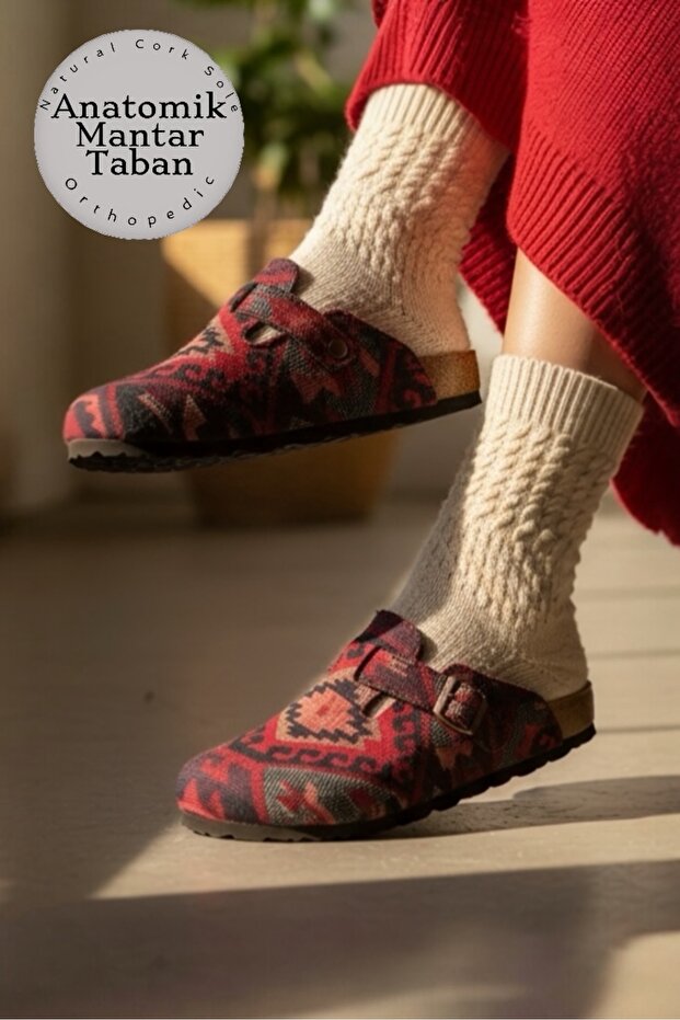 Anatomical Unisex Natural Cork Sole Rug - Felt Slippers