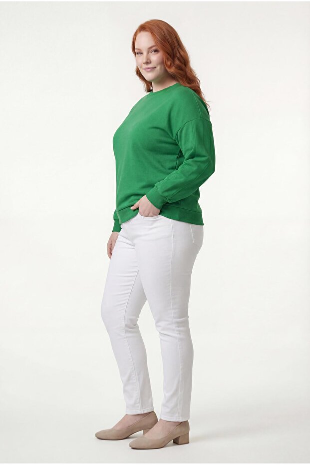 Hanorac de damă Plus Size Basic Charmed verde - 3