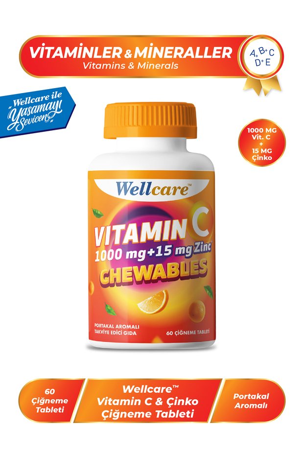 Vitamin C 1000 Mg + 15 Mg Zinc Chewable Tablet 60 Tablets