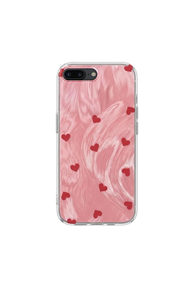 iPhone 6S Plus Compatible Case Heart Pattern Silicone Case Red - 1
