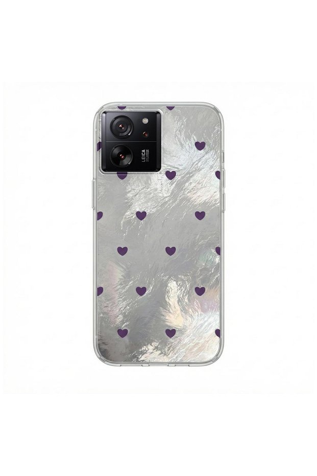 Xiaomi Mi 13t Compatible Case Pink Heart Silicone Case Lilac