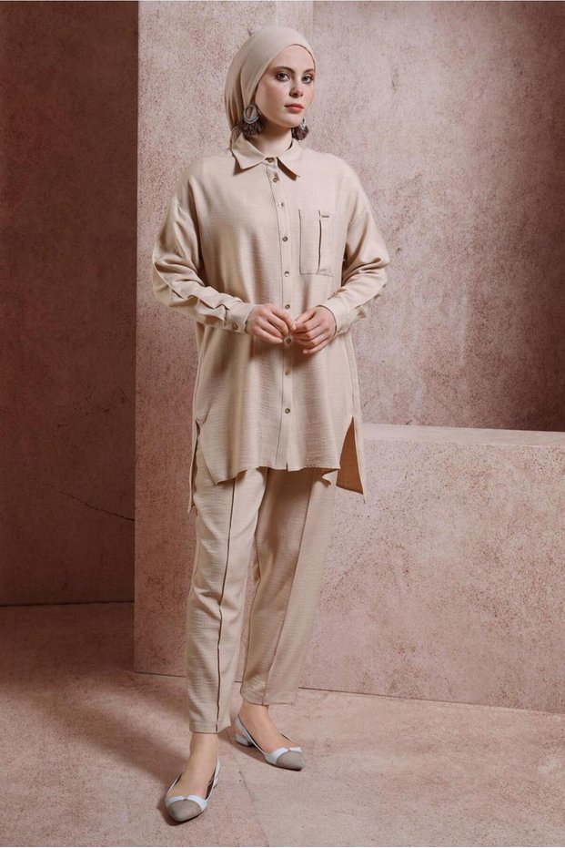 SHIRT COLLAR PANTS SUIT 44412