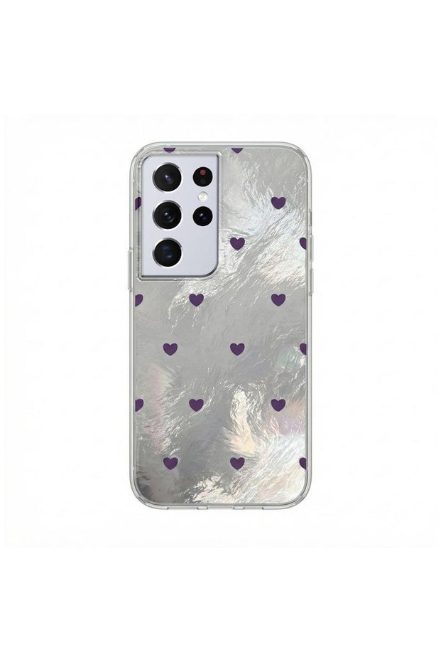 Samsung Galaxy S22 Ultra Compatible Case Pink Heart Silicone Case Lilac