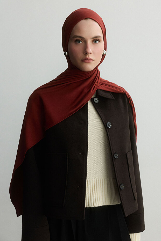 SICAK KIRMIZI BAMBU PENYE ŞAL - 3