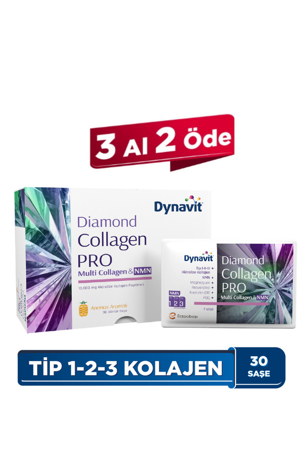 Multi Collagen&NMN (NAD+ Öncüsü) 30 Saşe-Hidrolize Peptit Tip 1&3 Sığır ve Tip 2 Tavuk Kolajeni,NMN - 1